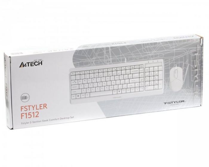 Комплект (клавіатура, мишка) A4Tech F1512 White USB
