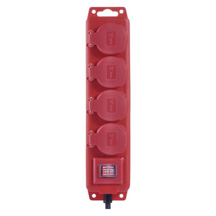 Фільтр живлення Emos (P14251) з вимикачем, 4 розетки, 1.5 мм2, 5м, Red