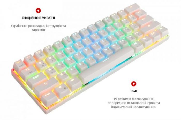 Клавіатура Motospeed CK62 Outemu Red White (mtck62wmr) 