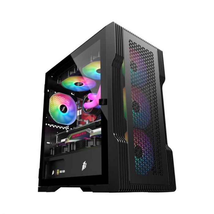 Корпус 1stPlayer T3-4F1-BK Black без БЖ