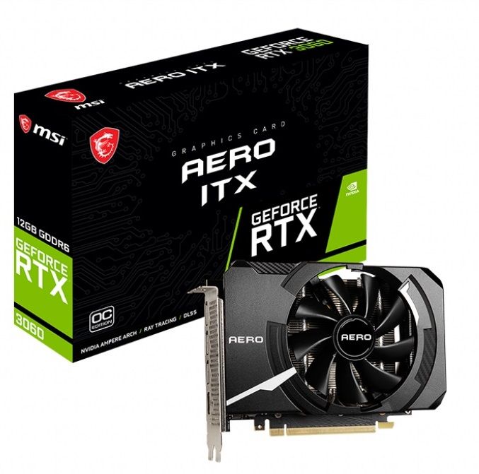 Відеокарта GF RTX 3060 12GB GDDR6 Aero ITX OC MSI (GeForce RTX 3060 AERO ITX 12G OC)