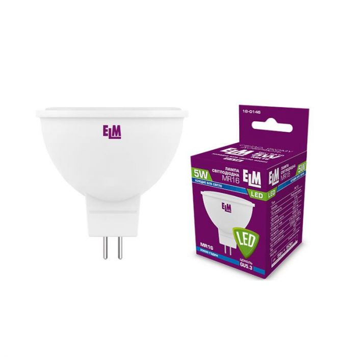 Лампа світлодіодна ELM MR16 5W GU5.3 4000K 18-0146
