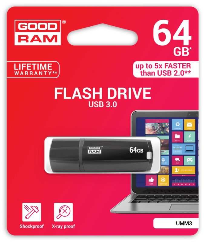 Флеш-накопичувач USB3.0 64GB GOODRAM UMM3 (Mimic) Black (UMM3-0640K0R11)