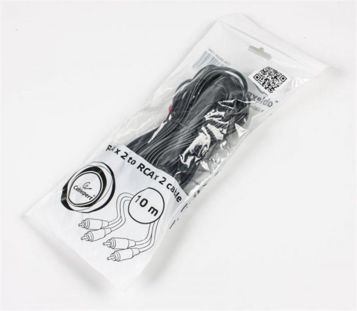 Аудіо-кабель Cablexpert (CCA-2R2R-10M), 2хRCA(M)-2хRCA(M), 10 м, чорний