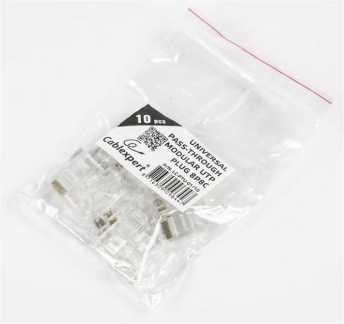 Конектор RJ 45 Cablexpert (LC-PTU-01/10) з сквозними отворами (10 шт/уп)