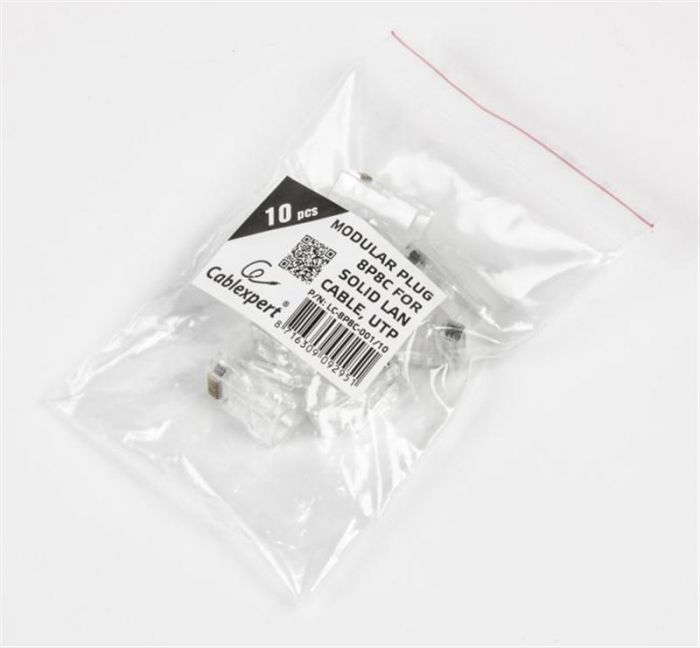 Конектор RJ 45 Cablexpert (LC-8P8C-001/10) з золоченими контактами (10 шт/уп)