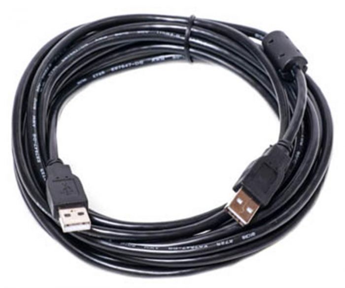 Кабель PowerPlant (KD00AS1216) USB2.0(AM)-USB2.0(AM), 5м, One ferrite, Black
