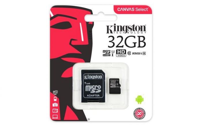 Карта пам`ятi MicroSDHC 32GB UHS-I Class 10 Kingston Canvas Select + SD-адаптер (SDCS/32GB)