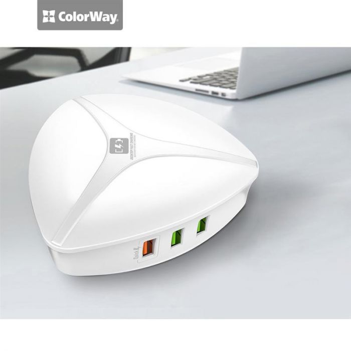 Мережевий зарядний пристрій ColorWay (1USBx3A, 5USBx2.4A) QC3.0 White (CW-CHS06QW)