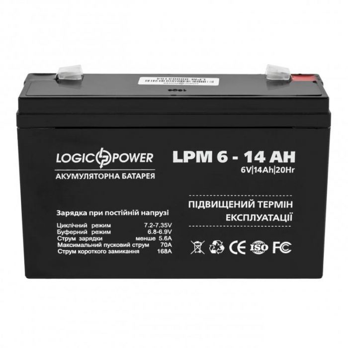 Акумуляторна батарея LogicPower LPM 6V 14AH (LPM 6 - 14 AH) AGM