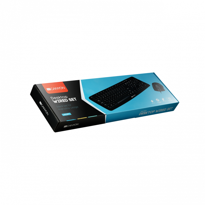 Комплект (клавіатура, мишка) Canyon CNE-CSET1-RU USB Black