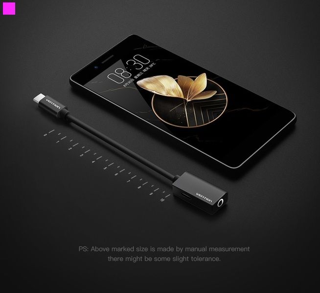 Адаптер USB Type C - 3.5 мм з блоком живленя, 0.1 m, Black (BGGBA)