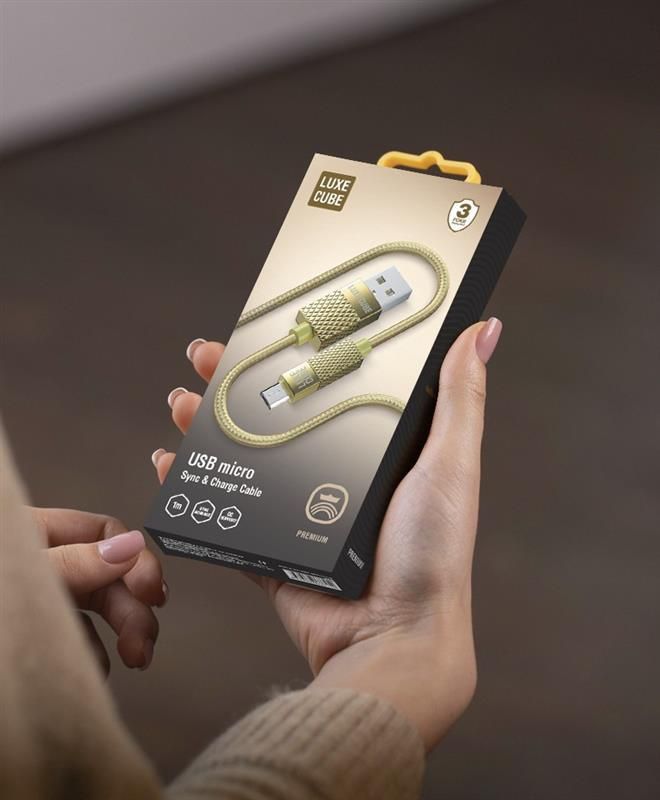 Кабель Luxe Cube Premium USB-microUSB, 1м, золотий (8889986489885)