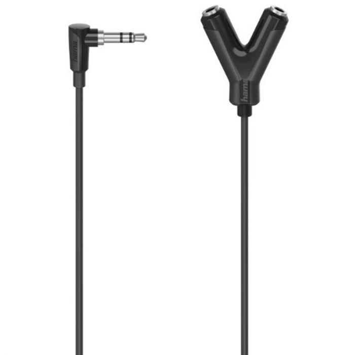 Аудіо-кабель Hama 3.5 мм - 2х3.5 мм (M/F), 0.12 м, Black (00205190)