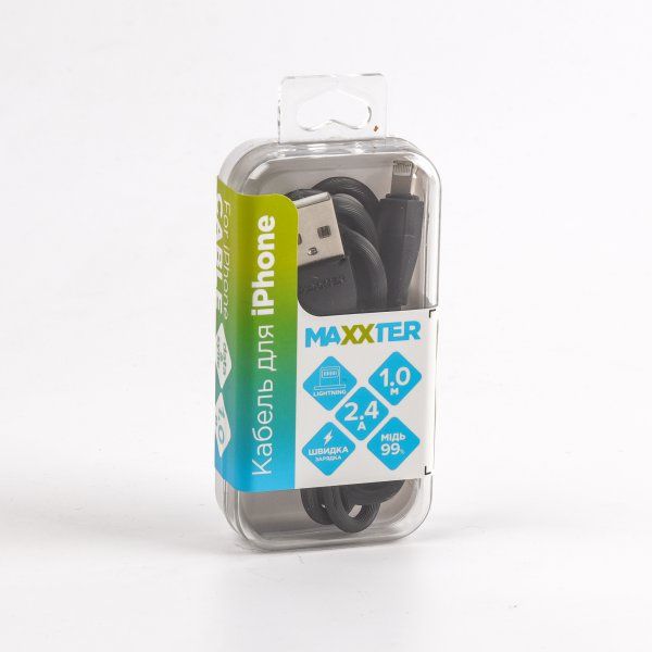 Кабель Maxxter USB 2.0 — Lightning 1 м (UB-L-USB-01BK)