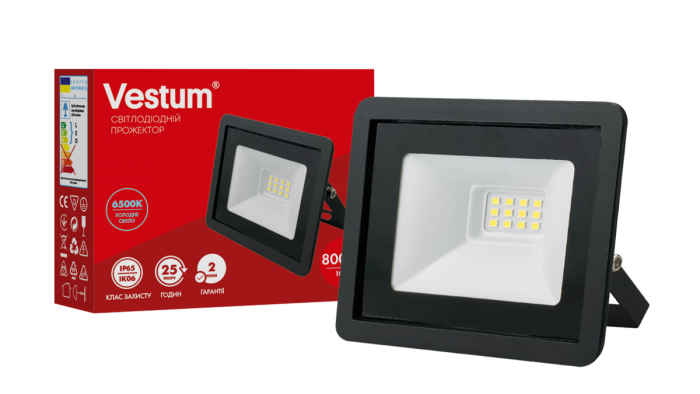 Світлодіодний прожектор Vestum 10W 6500K 180-260V IP65 1-VS-3013