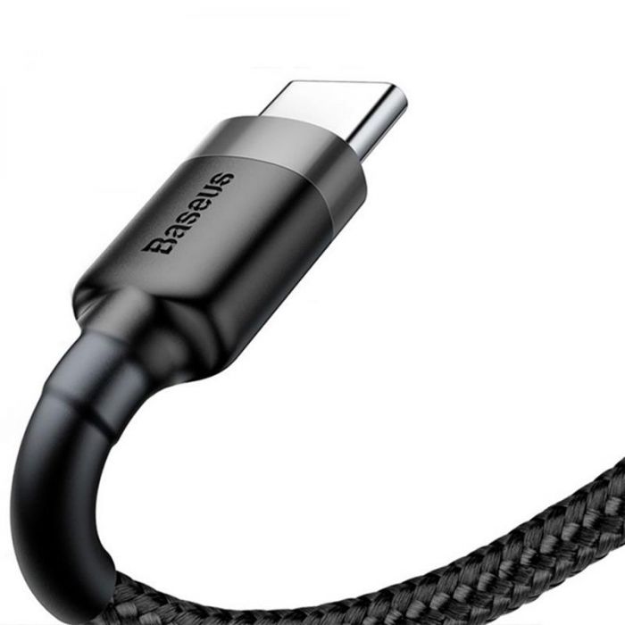 Кабель Baseus Cafule USB-USB-C, 3A, 0.5м Black/Grey (CATKLF-AG1)