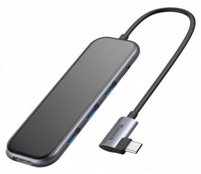 Концентратор USB-C Baseus 3хUSB3.0, USB-C, HDMI Grey (CAHUB-BZ0G) 