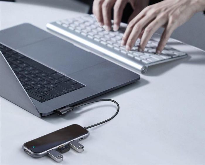 Концентратор USB-C Baseus 3хUSB3.0, USB-C, HDMI Grey (CAHUB-BZ0G) 