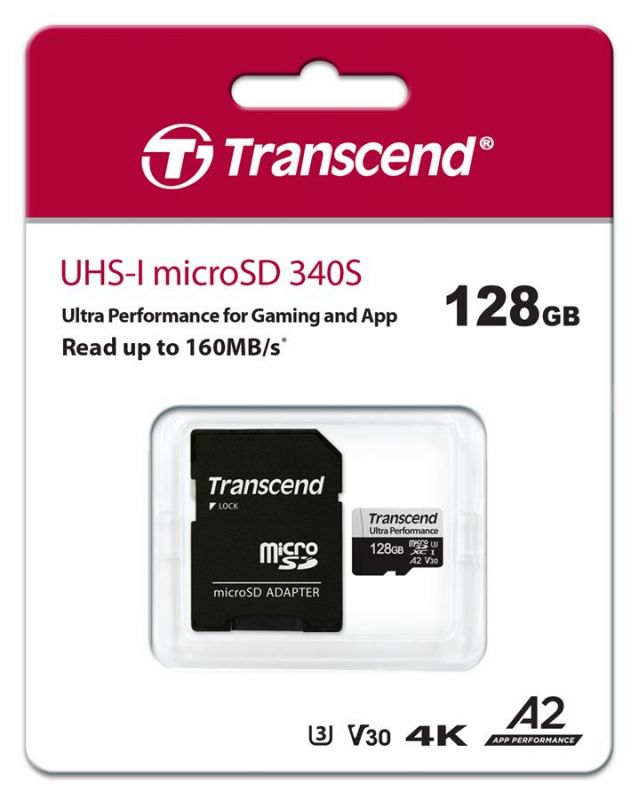 Карта пам`ятi MicroSDXC 128GB UHS-I/U3 Class 10 Transcend 340S R160/W125MB/s + SD-адаптер (TS128GUSD340S)