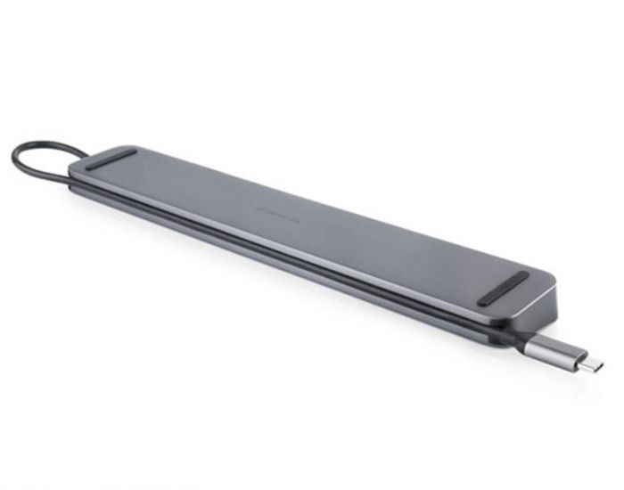 USB-хаб REAL-EL CQ-1000 USB3.0х3/USB-C/HDMI/VGA/RJ45/SD/TF/3.5 mm audio, 0.4m, Space Grey