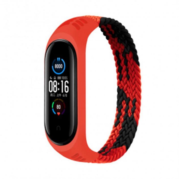 Ремінець BeCover Elastic Nylon Style для Xiaomi Mi Smart Band 5/Mi Smart Band 6 Size S Black/Red (706135)