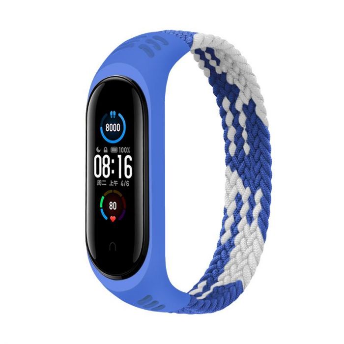 Ремінець BeCover Elastic Nylon Style для Xiaomi Mi Smart Band 5/Mi Smart Band 6 Size L Blue/White (706162)