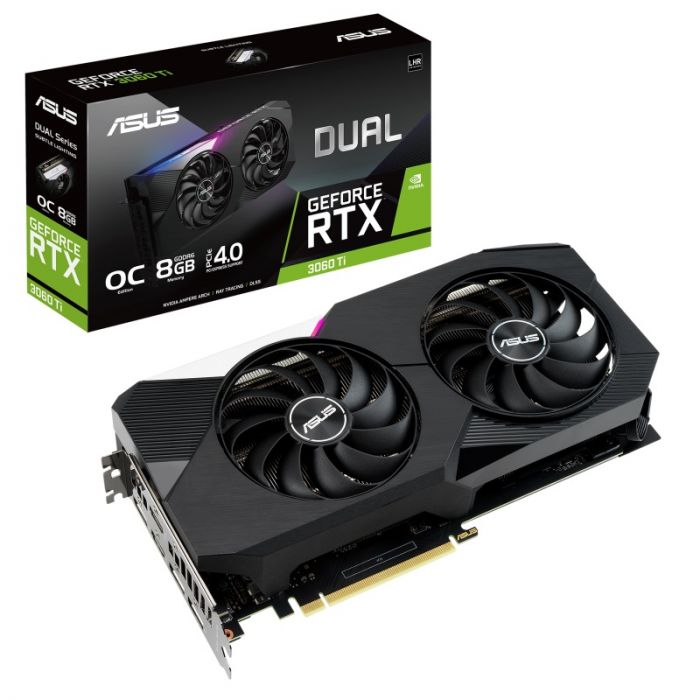 Відеокарта GF RTX 3060 Ti 8GB GDDR6 Dual V2 OC Asus (DUAL-RTX3060TI-O8G-V2) (LHR)