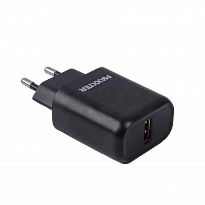 Мережевий зарядний пристрій Maxxter (1USBх2.4А) QC3.0 Black (WC-QC-AtM-01) + кабель microUSB