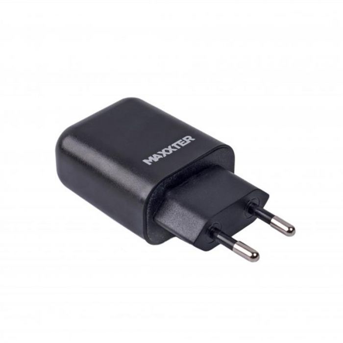 Мережевий зарядний пристрій Maxxter (1USBх2.4А) QC3.0 Black (WC-QC-AtM-01) + кабель microUSB