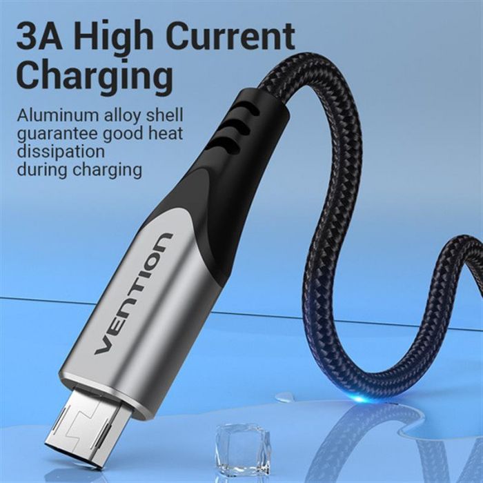 Кабель Vention USB - microUSB 3A 1.5 m, Black (COCHG)