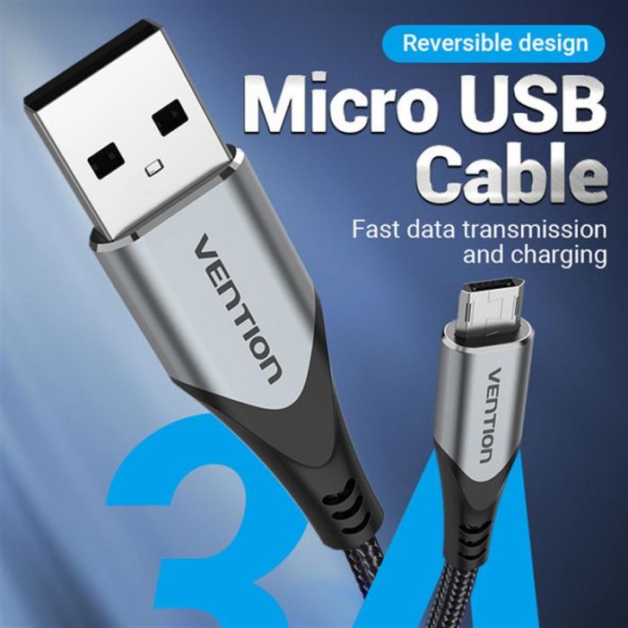 Кабель Vention USB - microUSB 3A 1.5 m, Black (COCHG)