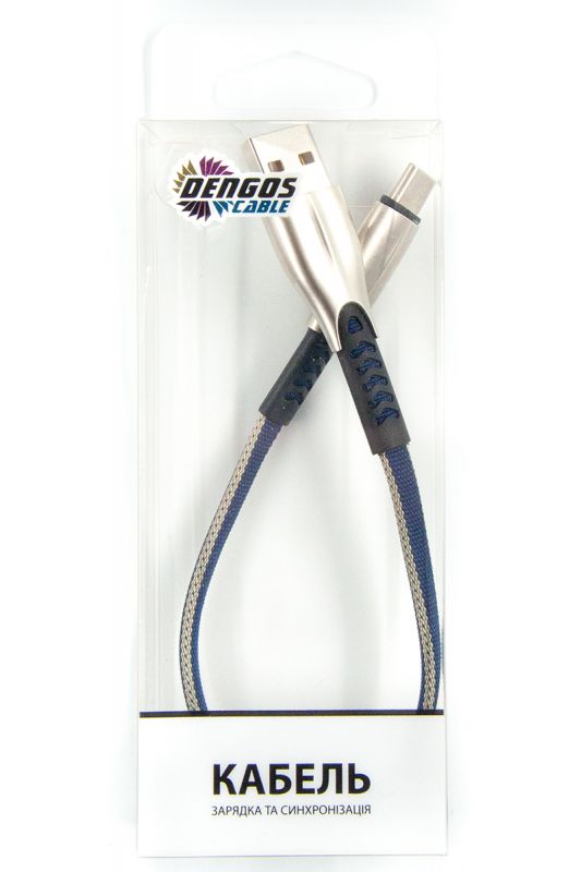 Кабель Dengos USB-USB Type-C 0.25м Blue (PLS-TC-SHRT-PLSK-BLUE)
