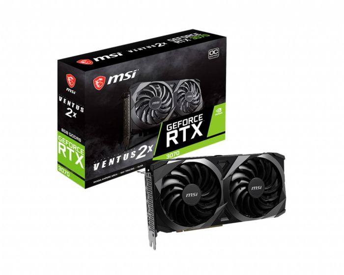 Відеокарта GF RTX 3070 8GB GDDR6 Ventus 2X OC MSI (GeForce RTX 3070 VENTUS 2X 8G OC LHR)