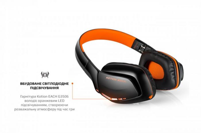 Bluetooth-гарнітура Kotion EACH B3506 Black/Orange (ktb3506bt)