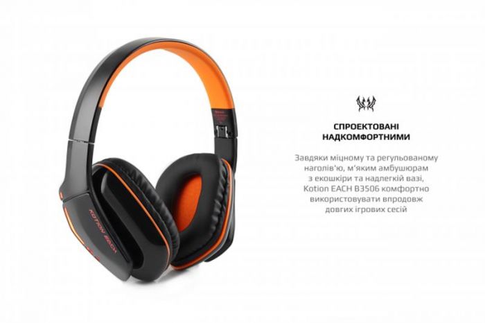 Bluetooth-гарнітура Kotion EACH B3506 Black/Orange (ktb3506bt)