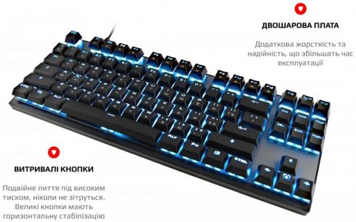 Клавіатура бездротова Motospeed GK82 Outemu Blue Ukr (mtgk82bmb) Black USB