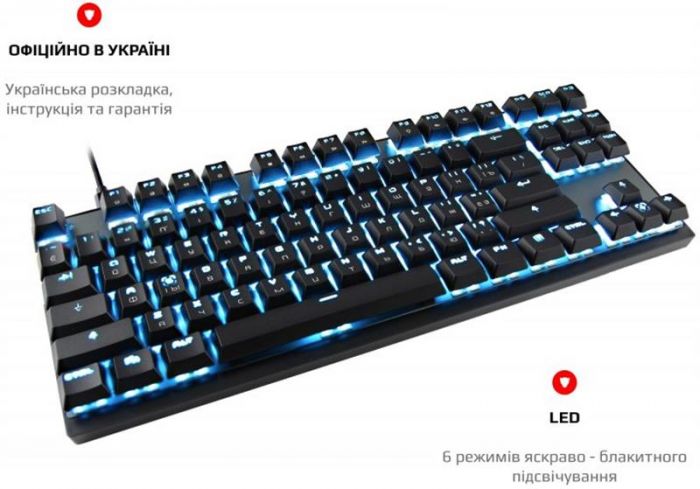 Клавіатура бездротова Motospeed GK82 Outemu Red (mtgk82bmr) Black USB