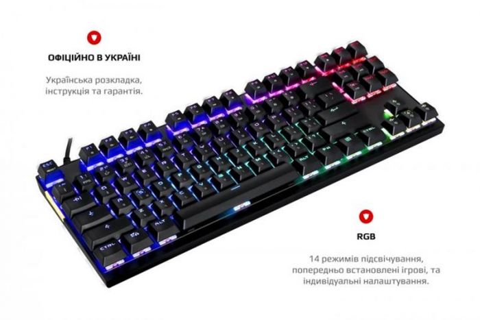 Клавіатура Motospeed K82 Outemu Blue Ukr (mtk82mb) Black USB