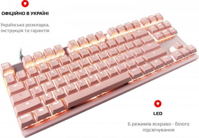 Клавіатура бездротова Motospeed GK82 Outemu Red (mtgk82pmr) Pink USB