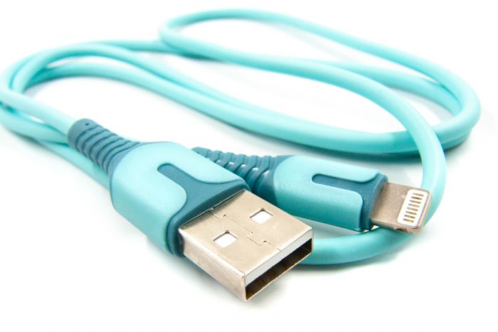 Кабель Dengos USB - Lightning (M/M), 1 м, Blue (PLS-L-IND-SOFT-BLUE)