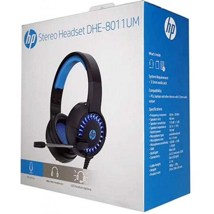 Гарнітура HP DHE-8011UM Gaming, Blue LED, Black Black