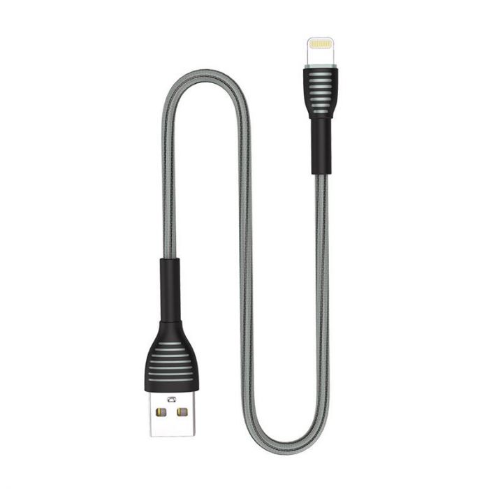 Кабель ColorWay USB-Lightning, braided cloth, 3А, 1м, Gray (CW-CBUL041-GR)