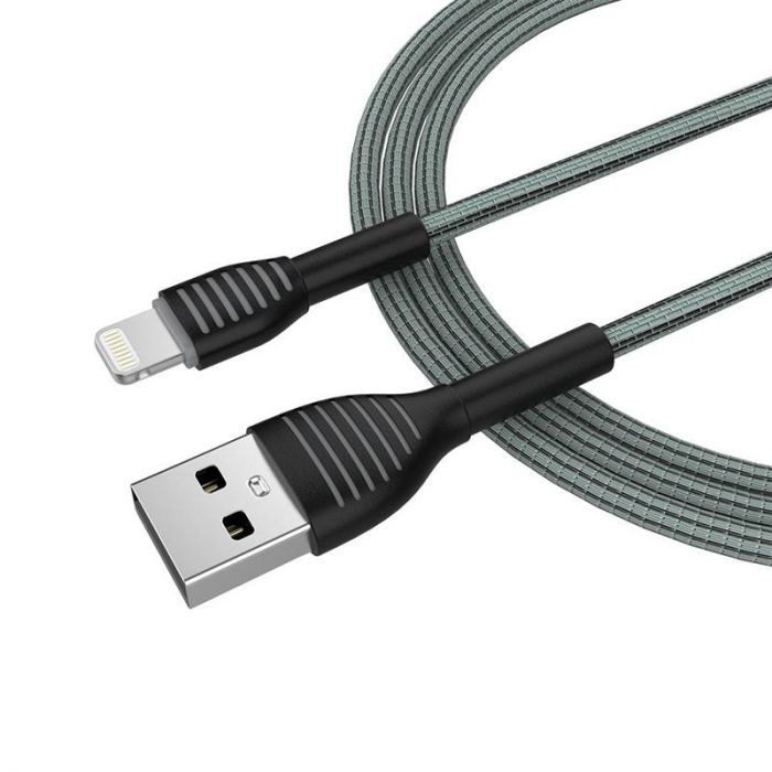 Кабель ColorWay USB-Lightning, braided cloth, 3А, 1м, Gray (CW-CBUL041-GR)