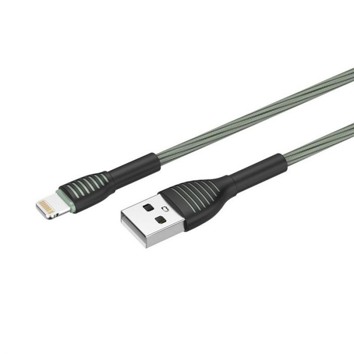 Кабель ColorWay USB-Lightning, braided cloth, 3А, 1м, Gray (CW-CBUL041-GR)