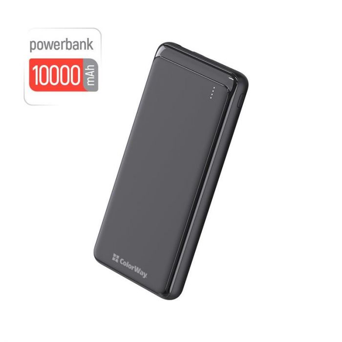 Універсальна мобільна батарея ColorWay Slim 10000mAh Black (CW-PB100LPF2BK)