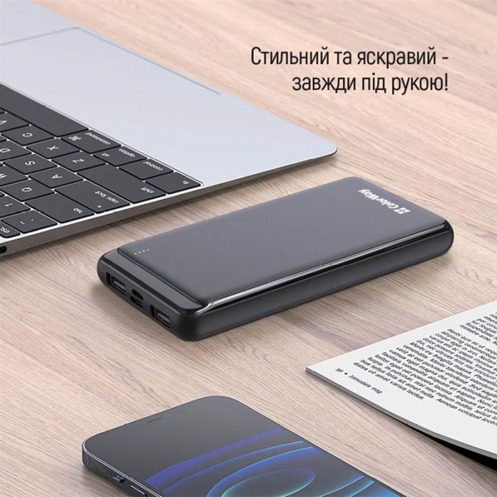 Універсальна мобільна батарея ColorWay Slim 10000mAh Black (CW-PB100LPF2BK)