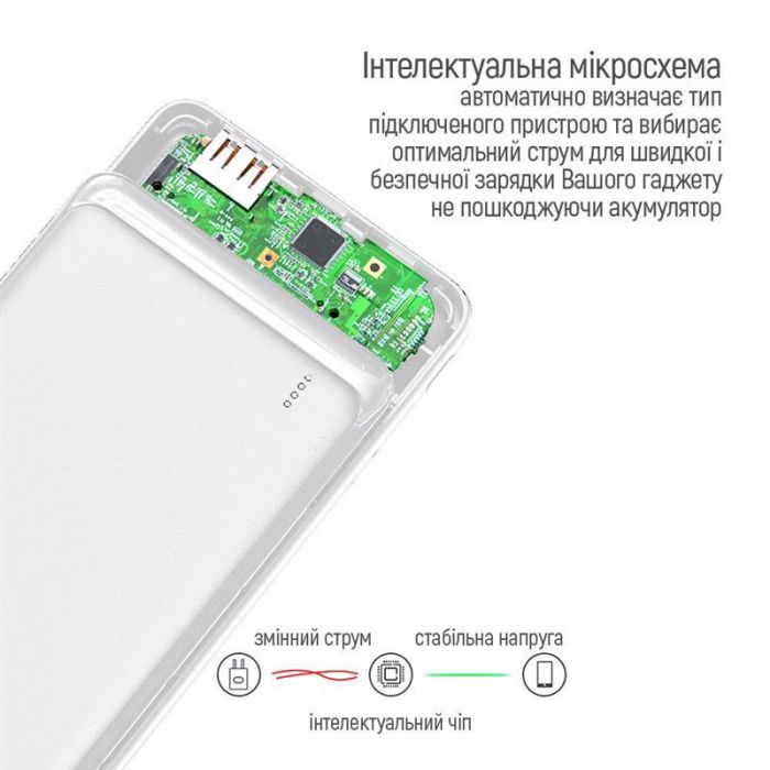 Універсальна мобільна батарея ColorWay Slim 10000mAh White (CW-PB100LPF2WT)