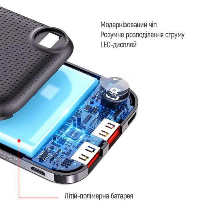 Універсальна мобільна батарея ColorWay Slim, LCD 10000mAh Black (CW-PB100LPH2BK-D)