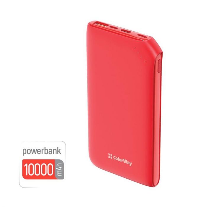 Універсальна мобільна батарея ColorWay Soft Touch 10000mAh Red (CW-PB100LPE3RD-PD)